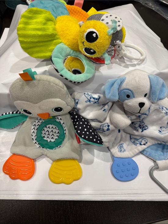 Infantino Other - Infantino Gray and Teal Penguin Sensory Teether Lovey